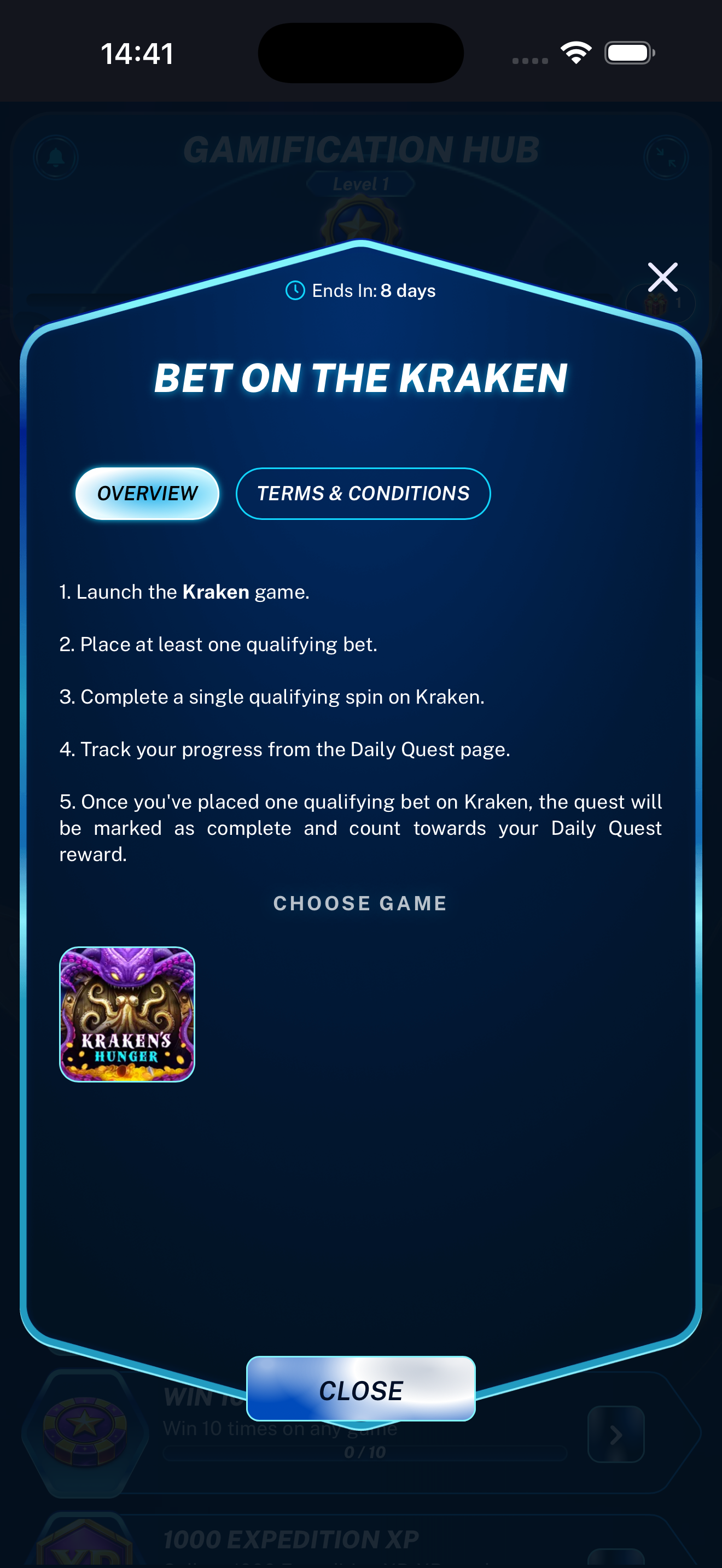 Weekly Quest preview displayed on a mobile phone